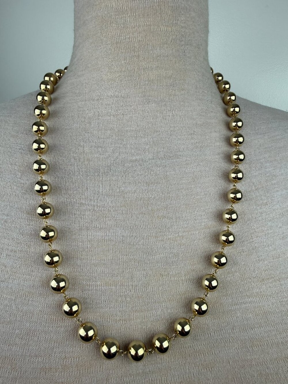 Vintage Germany Gold Tone Link Ball Necklace 29.5"